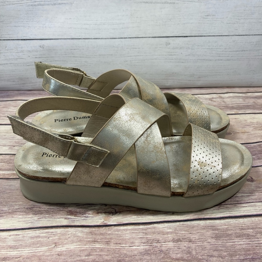 Gold sandals women’s platform Code-1 Pierre Dumas size 11